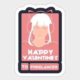 Girls in Happy Valentines Day to Freelancer Sticker